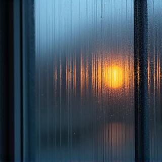 An album cover for 'Gentle Rain for Deep Sleep', depicting soft rain on a windowpane.