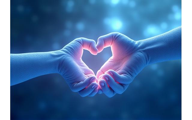 Stylized abstract image of hands gently intertwining with musical staff lines, representing collaborative harmony and support.